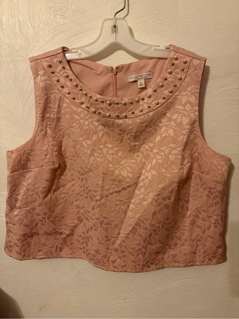 Evan Picone Pink Brocade Studded Sleeveless Camisole